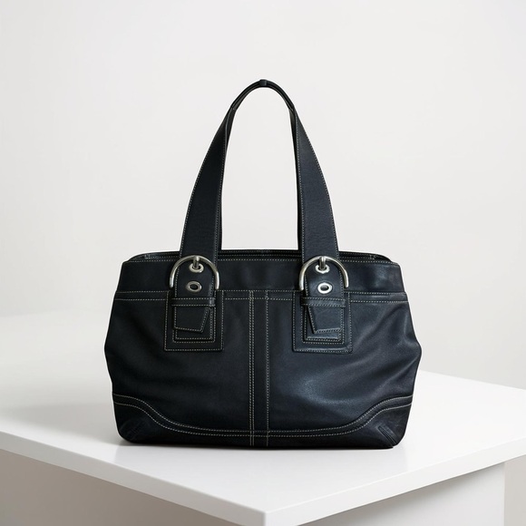 Authentic Coach Black Leather Soho Carryall Tote Bag! - Picture 15 of 15